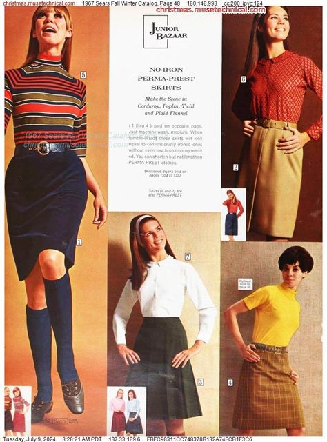 1967 Sears Fall Winter Catalog, Page 48 - Catalogs & Wishbooks 60s Winter Fashion, Seventies Outfits, 1967 Fashion, Late 60s Fashion, 1960s Skirt, Detroit Fashion, 1960 Fashion, One Piece Photos, 60s 70s Fashion