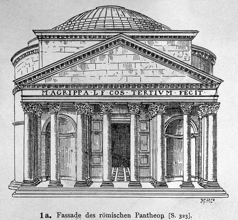 Ancient Rome Architecture, Rome Buildings, Rome Pantheon, Roman Concrete, Rome Architecture, Architecture Drawing Plan, Building Sketch, The Pantheon, Neoclassical Architecture