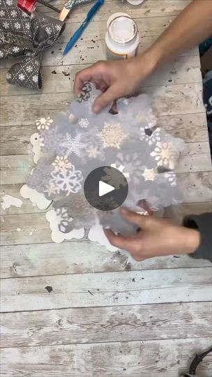 Dollar Tree Snowflakes Diy, Wooden Snowflakes Painted, Dollar Tree Wood Snowflake, Dollar Tree Wooden Snowflake, Dollar Tree Snowflake Crafts, Coat Hanger Christmas Tree, Dollar Tree Snowflakes, Icicle Crafts, Diy Snowflake Decorations