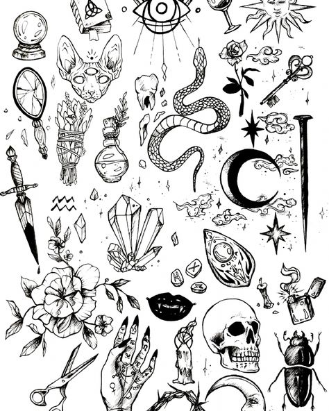 Witch Tattoo, Tattoo Zeichnungen, Theme Tattoo, Creepy Halloween Decorations, Tattoo Flash Art, Creepy Halloween, Flash Art, Tattoo Flash, Halloween Party Decor