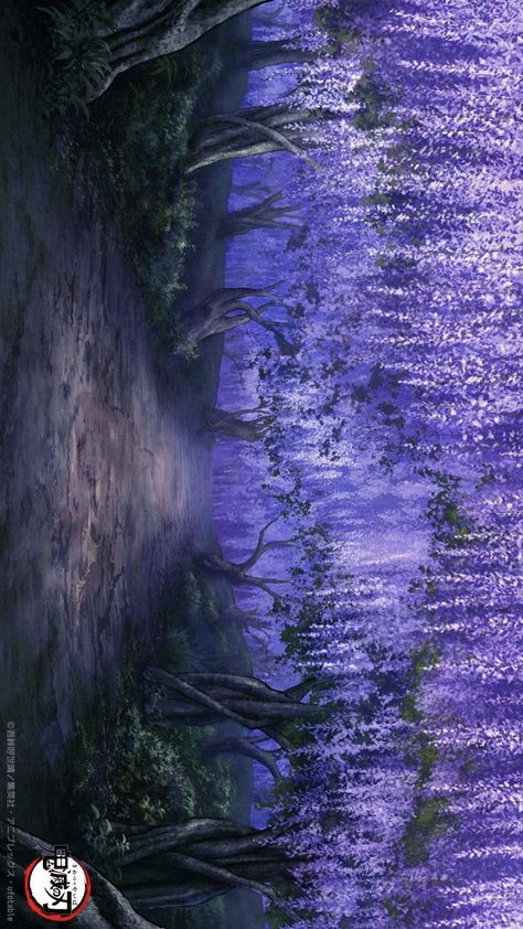 Wisteria Forest Demon Slayer, Wisteria Anime Background, Demon Slayer Background Landscape, Demon Slayer Landscape Wallpaper, Wisteria Demon Slayer Wallpaper, Demon Slayer Scenery Background, Demon Slayer Landscape, Wisteria Demon Slayer, Demon Slayer Scenery