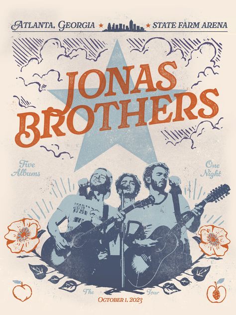 Collectionzz The Jonas Brothers, Illustration Lettering, Posters Uk, Brothers Art, Jonas Brother, Gig Poster, Summer Poster, Lettering Typography, A2 Poster