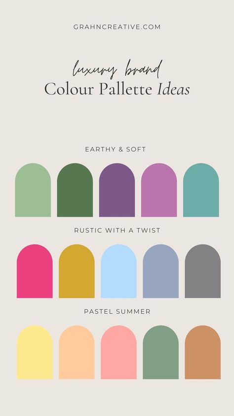 three colour palettes displayed in arches on a beige background Colour Palette Ideas, Digital Marketing Ideas, Palette Ideas, Web Design Projects, Marketing Ideas, Colour Palette, Website Design, Digital Marketing, Pastel