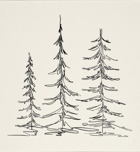 Pine Tree Doodle Simple, Coniferous Trees Drawing, Evergreen Trees Drawing, Sequoia Tree Drawing, Tree Sketches Simple, Tree Forest Drawing, Pine Tree Sketch, Tree Drawing Simple, Pine Tree Drawing