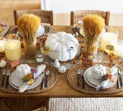 18 Must-Have Hosting Essentials for Every Fall Gathering | Hunker Thanksgiving Table Centerpieces, Wheat Bundle, Hosting Essentials, Appetizer Plates Set, Autumn Table, Easy Thanksgiving, Appetizer Plates, White Pumpkins, Thanksgiving Table