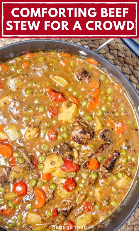 Hearty beef stew for a crowd. Sunday Dinner For A Crowd, Stew For A Crowd, Stovetop Beef Stew, Fall Soups And Stews, Dinner For A Crowd, Delicious Beef Stew, Beef Stew Healthy, Beef Stew Stove Top, Easy Fall Dinner Recipes