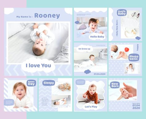 Baby Social Media Design, Kids Banner, Baby Ads, Social Media Kit, Baby Posters, Birthday Book, Nature Baby Shower, Presentation Design Template, Fiverr Gigs