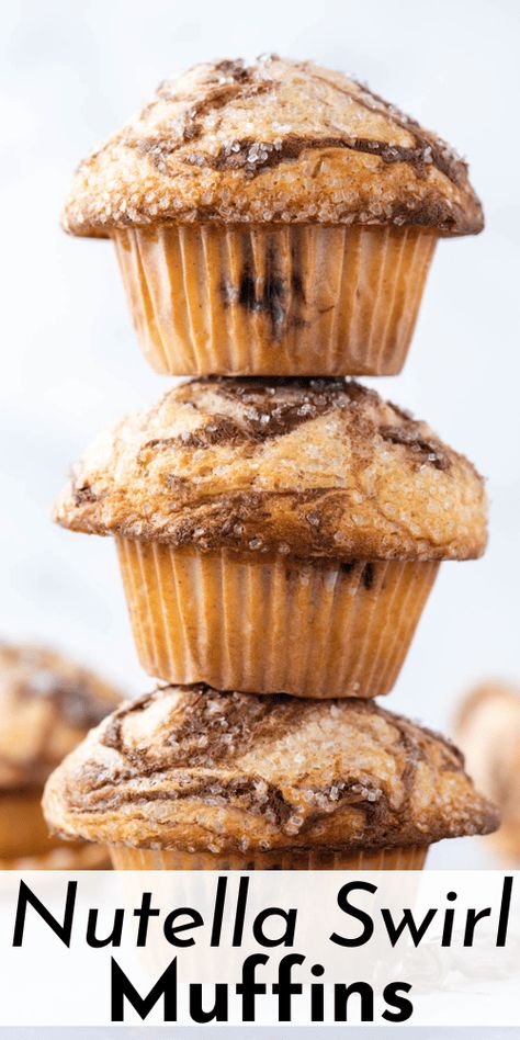 These Nutella Swirl muffins are moist, soft, and packed with Nutella flavor. You don't have to be a professional baker when you follow my easy step-by-step guide to making bakery-style muffins in just 10 minutes of prep time. Swirl Muffins, Nutella Muffins, Popular Desserts Recipes, Bakery Style Muffins, Pancake Recipe Buttermilk, Most Popular Desserts, Bakers Gonna Bake, Winter Dishes, Filled Muffins