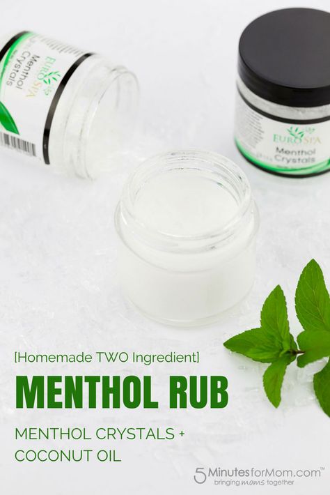 DIY Homemade Menthol Rub - Super simple homemade menthol rub with coconut oil and menthol crystals Menthol Rub, Chest Rub, Menthol Crystals, Lotion Bars, Hand Lotion, Diy Skin, Diy Homemade, Skin Cream, How To Make Homemade