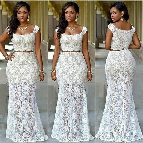 African Prom Dresses, Afrikaanse Mode, African Wedding Dress, Prom Dresses 2017, African Lace Dresses, Lace Styles, White Lace Dress, African Print Dresses, Kitenge