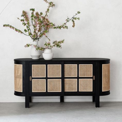 Ratan Furniture, Bachelor Room, Rattan Bedroom Furniture, Mini Lounge, Rattan Bedroom, Buffet Table Decor, Home Bar Cabinet, Rattan Sideboard, Booth Decor