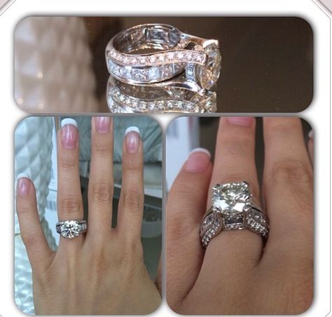 Gorgeous setting for huge round diamond engagement ring Huge Diamond Rings, Large Diamond Rings, Big Diamond, Round Diamond Engagement Rings, Bling Rings, Dream Ring, Diamond Wedding Rings, Bling Bling, Diamond Wedding