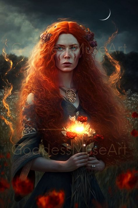 Brigid Goddess, Celtic Goddesses, Spring Witch, Goddess Brigid, Irish Goddess, Dark Wall Art, Witchcraft Altar, Celtic Gods, St Brigid