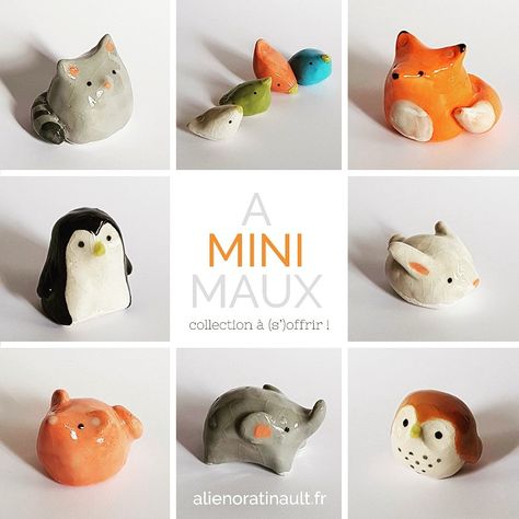 Easy Ceramic Animals, Small Pottery Animals, Ceramic Animals Sculpture Easy, Mini Ceramic Animals, Air Dry Clay Ideas Easy Small Animals, Small Clay Animals Easy, Small Ceramic Animals, Kids Ceramics Projects, Simple Polymer Clay Ideas