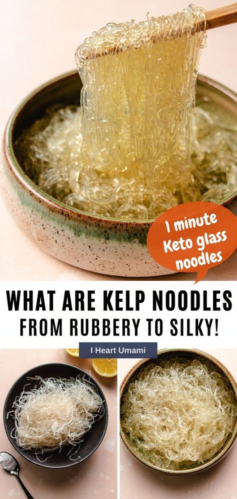 Noodle Substitute Low Carb, Seaweed Noodle Recipes, Vegan Kelp Noodle Recipe, Keto Kelp Noodle Recipe, Raw Kelp Noodle Recipe, Recipes With Kelp Noodles, Kelp Recipes, Seaweed Noodles, Thai Glass Noodles