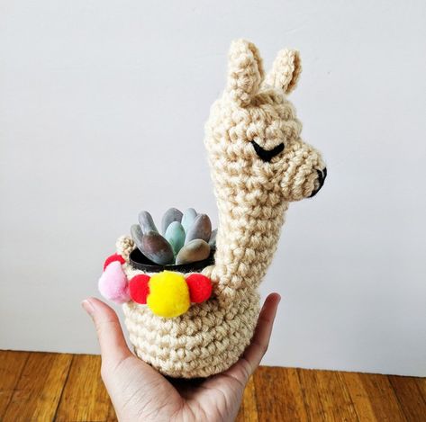 Llama planter crochet pattern crochet mini planter succulent | Etsy Planter Crochet, Crochet Planter, Cactus Plant Pots, Plant Pot Covers, Crochet Cactus, Diy Bird Feeder, Astuces Diy, Crochet Plant, Crochet Vintage