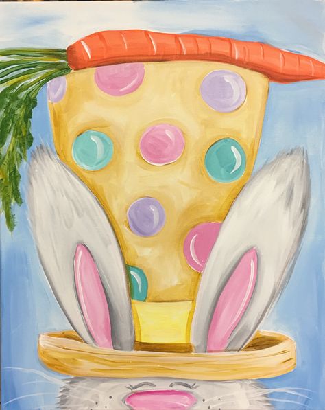 Kids Spring Painting Ideas, Peeps Painting Canvases, Easter Canvas Painting Ideas Easy Kids, March Painting Ideas Canvases, Easy Easter Paintings On Canvas Diy Art, Step By Step Easter Painting, Easter Sip And Paint Ideas, Easter Paint Night Ideas, Diy Easter Painting