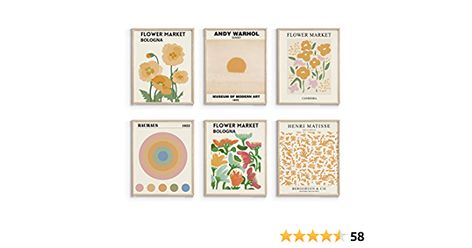 Amazon.com: InSimSea Flower Market Posters Wall Art Prints - Set of 6 Floral Art Poster Botanical Plant Artwork Wall Decor Prints, Vintage Wall Art Posters for Room Aesthetic (8x10 UNFRAMED): Posters & Prints Flower Market Posters, Posters For Room Aesthetic, Plant Artwork, Picture Wall Bedroom, Posters For Room, Art Aesthetic Room, Summer Room, Bathroom Wall Decor Art, Floral Bathroom