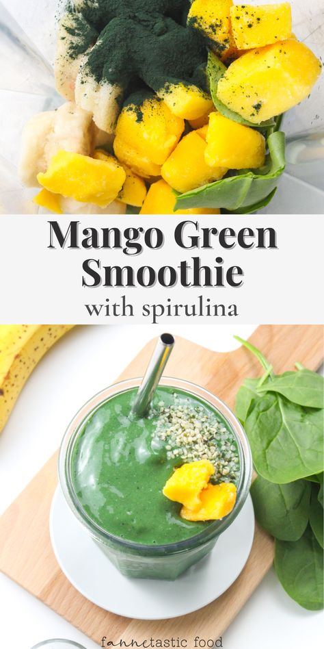 Smoothie With Spirulina, Spirulina Smoothie Recipes, Spinach Smoothie Recipes Healthy, Tasty Healthy Breakfast, Moringa Smoothie, Wheatgrass Smoothie, Smoothie With Banana, Spirulina Recipes, Low Sugar Smoothies