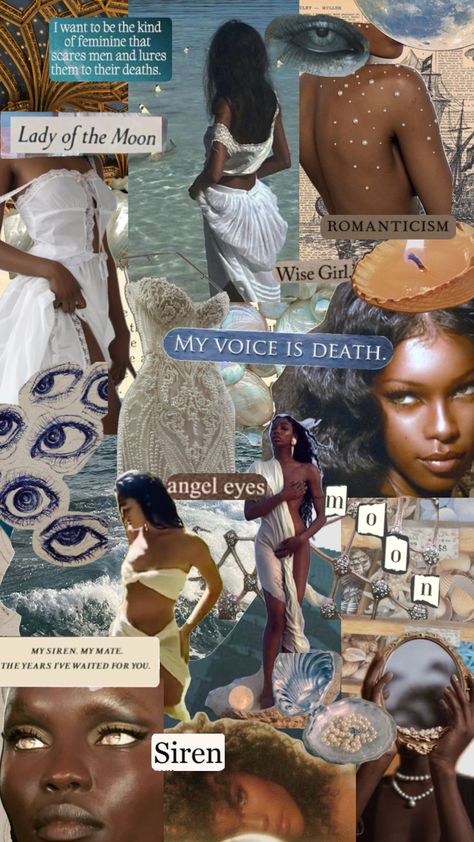 Siren #mermaid #siren #seductive #ocean #sensual #femmefatale #moon #blackwomen Venus In Pisces, Siren Aesthetic, Black Siren, Nautical Aesthetic, Dark Mermaid, Mermaid Siren, Goddess Aesthetic, Backgrounds Girly, Venus Fashion