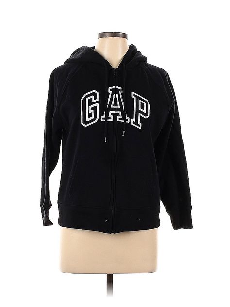 Gap Zip Up Hoodie, Hoodie Gap, Black Zip Up Hoodie, Gap Jacket, Black Zip Ups, Solid Tops, Black Solid, Dream Clothes, Zip Up Hoodie