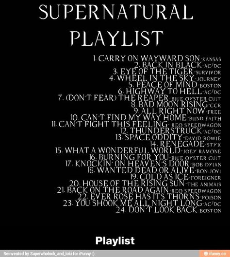 Supernatural Playlist, Supernatural Series, Wheel In The Sky, Don't Fear The Reaper, Bobby Singer, Winchester Boys, Supernatural Memes, Supernatural Funny, Odaiba