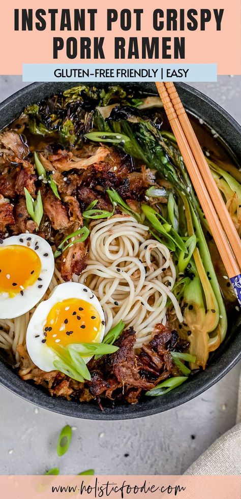 Pork And Mushrooms, Pork Ramen Recipe, Instant Pot Ramen, Instant Pot Asian Recipes, Ramen Soup Recipes, Gluten Free Ramen, Hot Pot Recipe, Gluten Free Instant Pot, Pork Ramen