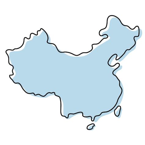 Stylized simple outline map of china ico... | Premium Vector #Freepik #vector #china-map #country-icon #sketch-icons #china-icon China Map Illustration, China Drawing, China Cartoon, Map Of China, Blue Sketch, China Country, Maps Aesthetic, Map Drawing, Ib Art