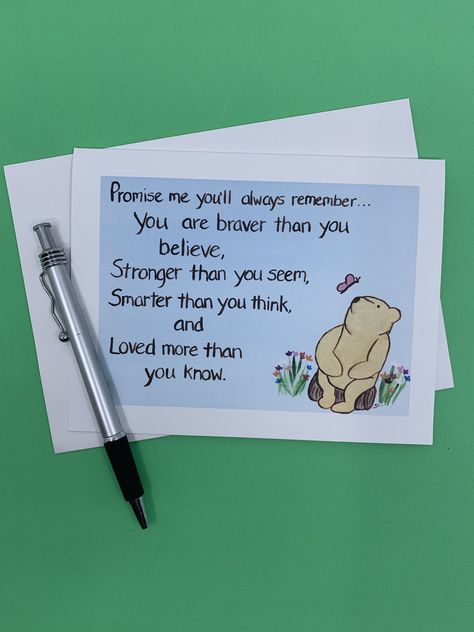 Cute Goodbye Cards, Goodbye Cards For Friends, Winnie The Pooh Card, Goodbye Note, Refresh Quotes, Notes For Friends, Goodbye Cards, Winnie The Pooh Quote, Brave Quotes