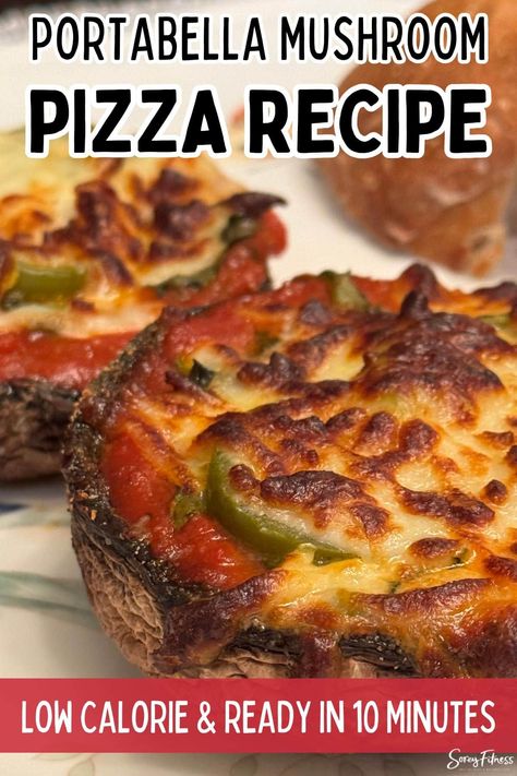 These delicious Air Fryer Portabella Mushroom Pizzas are fun and easy to make! Plus, they're ready in 10 minutes and low calorie! Portabella Mushroom Pizza, Roasted Chickpea Salad, Portabella Mushrooms Recipes, Portobello Mushroom Pizza, Low Calorie Pizza, Portabella Mushroom, Fresh Tomato Pasta, Mushroom Recipes Healthy, Mediterranean Pasta