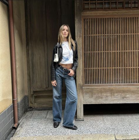 Maya Stepper Style, Downtown Girl Aesthetic, Digital Wardrobe, High Waisted Wide Leg Jeans, Blue Jean Outfits, Outfits Retro, Downtown Girl, Outfit Inspo Fall, Fashion Fits