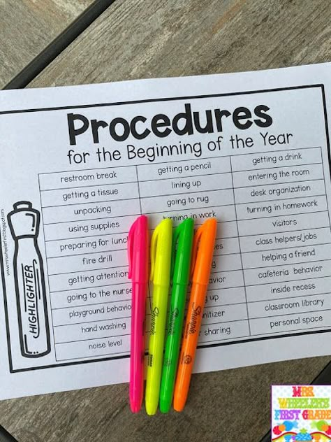 Mrs. Wheeler's First Grade Tidbits: Back to School Procedures 1st Grade Expectations, First Day 3rd Grade Activities, Get To Know You 2nd Grade, First Day Of School Procedures Checklist, Second Grade School Supplies List, 2nd Grade Teaching Ideas, Teaching Procedures First Grade, Class Procedures Anchor Chart, All About Me 2nd Grade Back To School