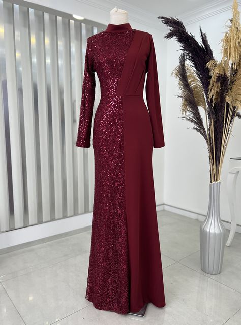 Prom Dress 2023, Simple Elegant Dresses, Modest Evening Gowns, Long Sleeve Evening Dress, Braidsmaid Dresses, Hijab Dress Party, High Neck Prom Dress, Modest Dresses Fashion, Modest Evening Dress