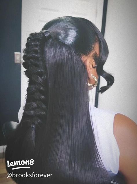 It Girl Hairstyles 🖤 | Gallery posted by Brooks Forever | Lemon8 Sleek Ponytail Hairstyles, Birthday Hairstyles, Quick Weave Hairstyles, Hairstyle Inspo, Frontal Hairstyles, Pretty Braided Hairstyles, Slick Hairstyles, Hair Ponytail Styles, Dope Hairstyles