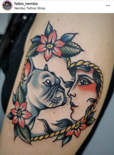 Delilah Tattoo, Pet Portrait Tattoos, Tatoo Dog, Cap Tattoo, Chihuahua Tattoo, Dog Portrait Tattoo, French Bulldog Tattoo, Tattoos 2024, Traditional Tattoo Inspiration