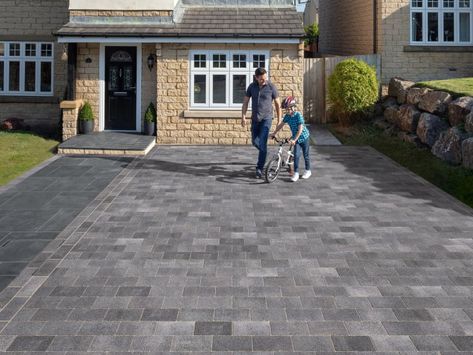 Driveway Tiles, Concrete Block Paving, Grey Pavers, Driveway Blocks, Permeable Driveway, Modern Driveway, Driveway Installation, Permeable Paving, Driveway Paving