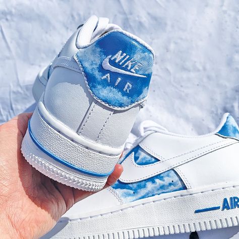 Shy Boy Customs on Instagram: “DREAMY CLOUD @nike AF1 CUSTOM☁️ 😍 what do we think? Message for enquiries or visit our Etsy page x” Drip Sneakers, Nike Af1 Custom, Customized Shoes, Af1 Custom, Shy Boy, Custom Shoes Diy, Dance Sneakers, Custom Nike Shoes, Air Force 1 Custom