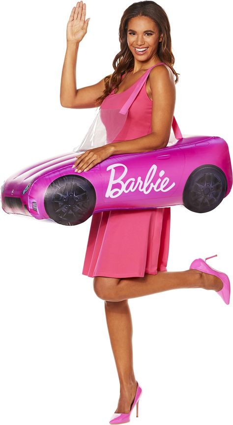 PRICES MAY VARY. Hop into the driver's seat when you wear this adult-sized inflatable Barbie car! Make a splash at your next Halloween party or social gathering in this vibrant pink Barbie car costume. This costume includes an inflatable pink Barbie car with attached straps for hours of comfortable wear. Made of PVC plastic, this lightweight and durable Barbie car is durable and easy to clean. Hand wash this inflatable Barbie car costume as needed to keep it looking fresh and new. This adult inf Different Barbies Costumes, Car Costume, Barbie Halloween Costume, Barbie Car, Box Costumes, Minnie Mouse Costume, Barbie Halloween, Barbie Inspired