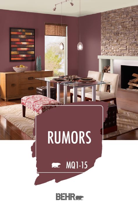 Rumor has it that you’ve been searching for the perfect paint color for your next DIY home makeover project. Kick things off with a bold pop of color thanks to BEHR® Paint in Rumors. This deep red hue makes a statement on the walls of this dining room. Click below for full color details to learn more. Diy Home Makeover, Paint 2023, House Color Schemes Interior, Apartment Refresh, Western Style Decor, Red Paint Colors, Behr Colors, Color Of The Month, Dining Room Paint