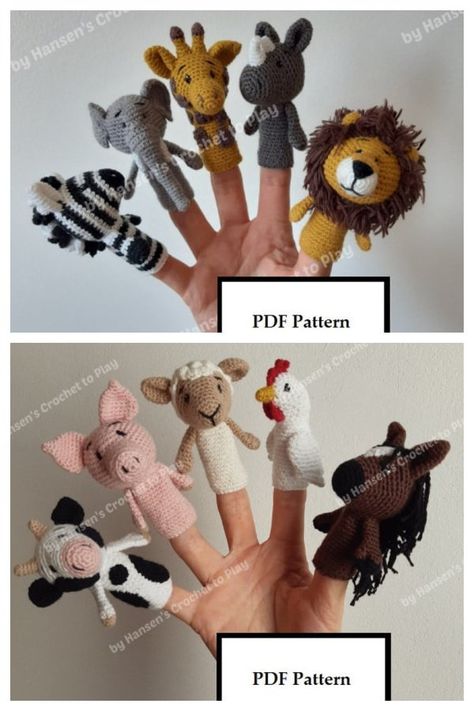 Crochet Puppets, Finger Puppet Patterns, Animals Jungle, Finger Crochet, Puppet Patterns, Finger Puppet, Basic Crochet Stitches, Finger Puppets, Yarn Projects