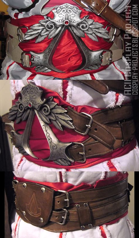 Assassin's creed II - Ezio Cosplay Project: AC 2 complete belt Assasins Creed Cosplay, Ezio Cosplay, Assassins Creed Outfit, Assassins Creed Costume, Assassins Creed Cosplay, Assassins Creed Ii, Assassins Creed Series, Belt Diy, Fitness Shirts