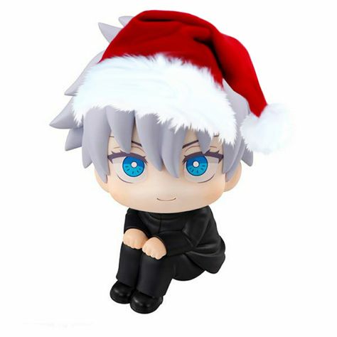 Gojo Christmas Fanart, Gojo Satoru Christmas Pfp, Gojo With Santa Hat, Jujutsu Kaisen Christmas Icons, Jjk Christmas Icons, Satosugu Christmas, Gojo Satoru Christmas, Gojo Christmas Pfp, Jjk Christmas Pfp