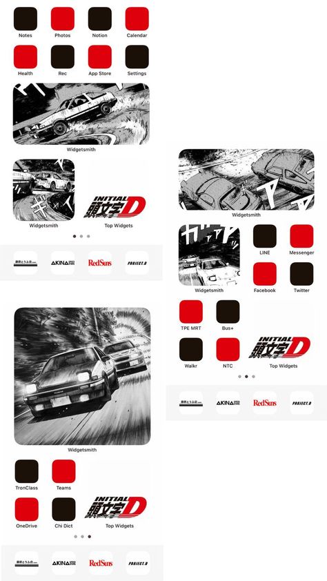 Homescreen Idea, Ios Homescreen, Iphone Home Screen Layout, Iphone Homescreen, Initial D, Phone Inspiration, Homescreen Layout, Phone Design, Phone Icon