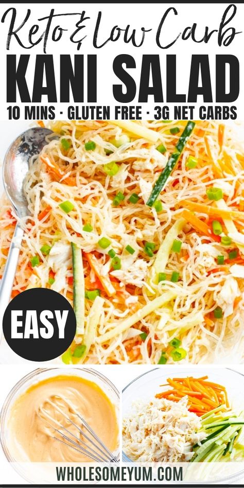 Spicy Kani Salad Recipe Japanese Crab Salad, Spicy Kani Salad, Spicy Kani Salad Recipe, Kani Salad Recipe, Baked Sushi, Crab Meat Salad, Kani Salad, Asian Pasta, Ww Lunch