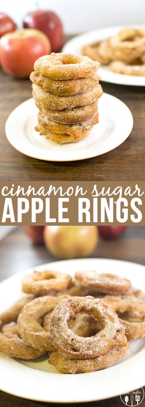 Cinnamon Sugar Fried Apple Rings. Tienen una pinta de buñuelo con pay de manzana de McDonald's- diferentes a como los imaginaba Fried Apple Rings, Fried Apple, Apple Rings, Like Mother Like Daughter, Fried Apples, Fair Food Recipes, Cinnamon Sugar, Fruit Recipes, Apple Recipes