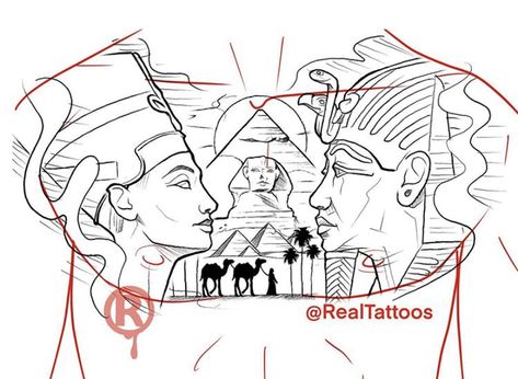 Egypt Chest Tattoo, Ankh Chest Tattoo Men, Realtattoos Designs, Egyptian Tattoo Sleeve Stencil, Egyptian Tattoo Outline, Realtattoos Sketches, Egyptian Themed Tattoo, Gothic Egyptian Tattoo, Chest Tattoo Sketches