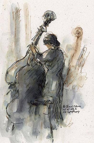 Double Bass Art, Ink And Watercolor Art, Architecture Drawing Sketchbooks, Rennaissance Art, Music Drawings, Music Illustration, Music Painting, Beautiful Sketches, Cellos