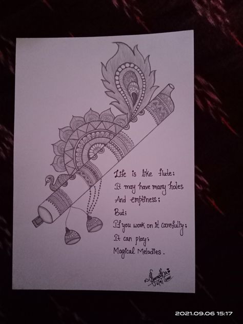 This is krishnas favourite basuri Krishna Basuri Mehndi Design, Basuri Krishna Flute Decoration, Basuri Flute Drawing, Krishna Basuri Drawing, Krishna Mor Pankh Drawing, Basuri Design, Basuri Krishna Flute Drawing, Basuri Krishna Flute, Krishna Flute Drawing