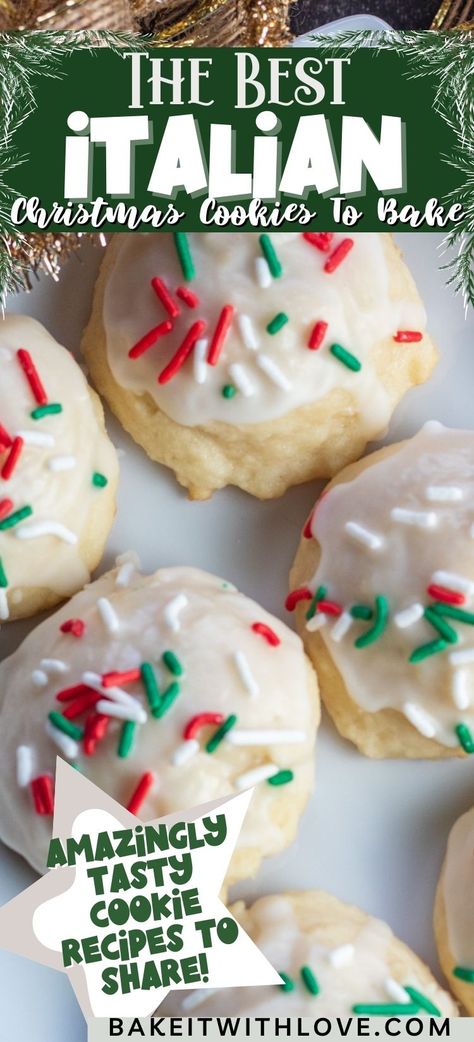 A tasty collection of the best Italian Christmas cookies to bake featuring Italian ricotta cookies and text title. Anise Cookie Recipe, Italian Christmas Cookie Recipes, Anise Cookies, Jam Thumbprint Cookies, Italian Christmas Cookies, Italian Cookie Recipes, Dessert Spread, Christmas Sprinkles, Italian Christmas