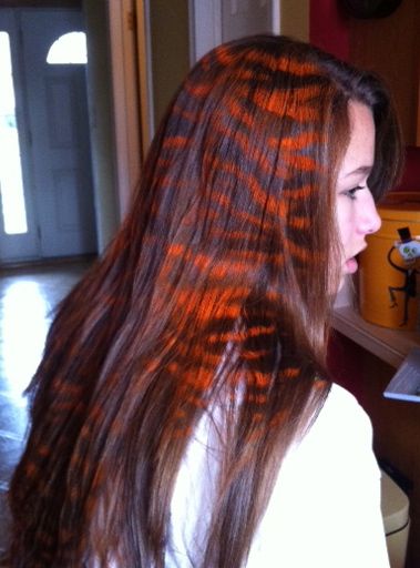 World Series Tiger Hair.... Tiger Hair Color, Tiger Hairstyle, Tiger Stripe Hair, Tiger Stripes Hair, Tiger Hair, Animal Print Hair, Striped Hair, Hair Streaks, Hair Crush